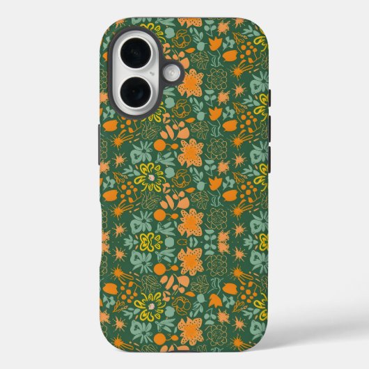 Bloemmotief op een donkergroene achtergrond  Case-Mate iPhone case (Achterkant)