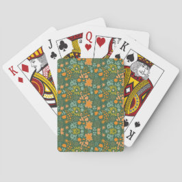 Bloemmotief op een donkergroene achtergrond  pokerkaarten