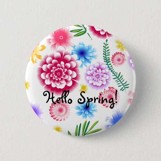 bloemmotief op een witte achtergrond. ronde button 5,7 cm (Voorkant)