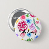 bloemmotief op een witte achtergrond. ronde button 5,7 cm (Voorkant /achterkant)