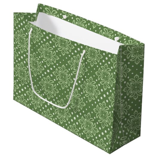 Bloemmotief op groene achtergrond groot cadeauzakje (Voorkant Gekanteld)