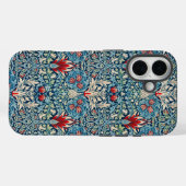 Bloemmotief op groene bladeren blauwe achtergrond Case-Mate iPhone case (Achterkant (horizontaal))