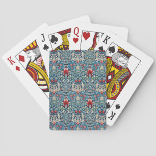 Bloemmotief op groene bladeren blauwe achtergrond pokerkaarten