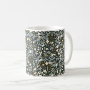 Bloemmotief op stoffige blauw-grijze achtergrond koffiemok