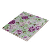 Bloemmotief Paarse Bloemen Groen Loof Tegeltje (Zijkant)
