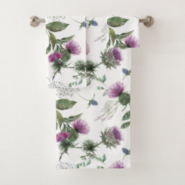 Bloemmotief Paarse Distel Ontwerp Bad Handdoek