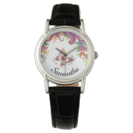 Bloemmotief Paisley en Vlinder  Horloge