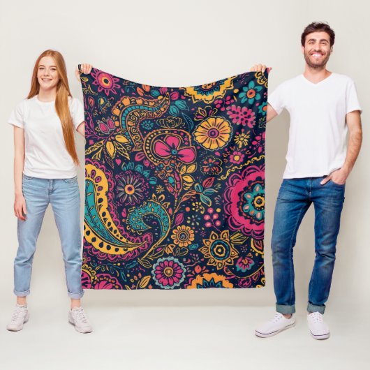 Bloemmotief Paisley Patroon Fleece Deken (In situ)