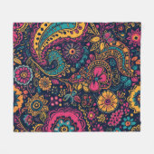 Bloemmotief Paisley Patroon Fleece Deken (Voorkant (Horizontaal))