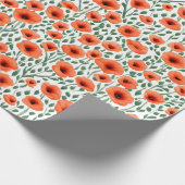 Bloemmotief papaverbloemen cadeaupapier (Hoek)
