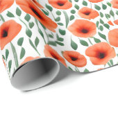 Bloemmotief papaverbloemen cadeaupapier (Rol Hoek)