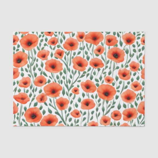 Bloemmotief papaverbloemen tissuepapier (Voorkant)