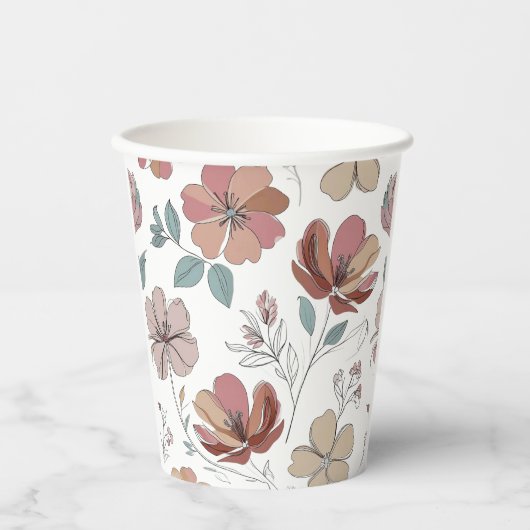 Bloemmotief Papieren Bekers (Voorkant)