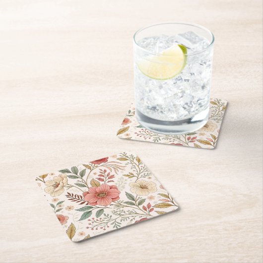 Bloemmotief Pastel Kleur Kartonnen Onderzetters (Insitu)