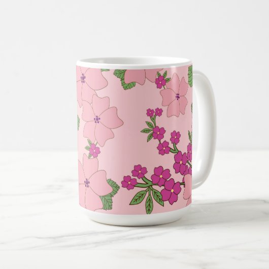 Bloemmotief, pastel paars en paars, koffiemok (Voorkant rechts)