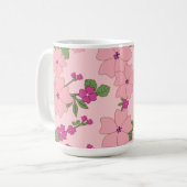 Bloemmotief, pastel paars en paars, koffiemok (Voorkant links)