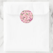 Bloemmotief, pastelpaars en paars, ronde sticker (Tas)