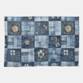 Bloemmotief Patchwork Patroon | Boho Denim Theedoek (Horizontaal)
