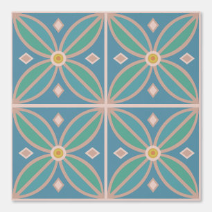 Bloemmotief pauw blauw groen en terracotta behang