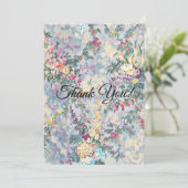  bloemmotief plat dank u bedankkaart (Staand voorkant)