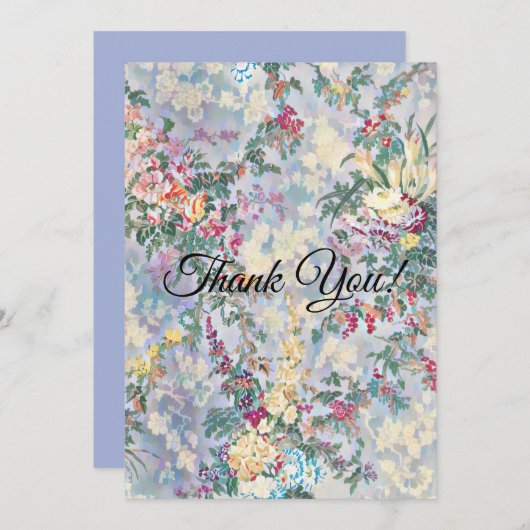  bloemmotief plat dank u bedankkaart (Voorkant / Achterkant)