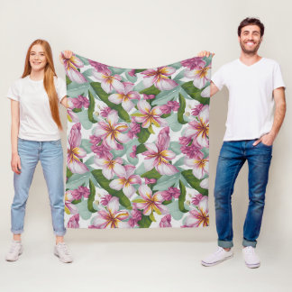 Bloemmotief Plumeria Bloemen Fleece Deken