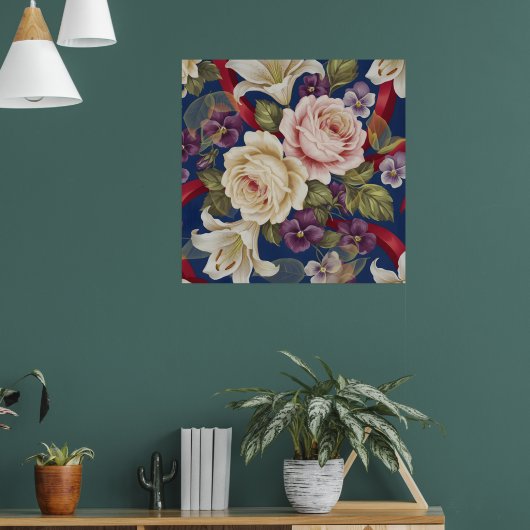 Bloemmotief Poster (Woonkamer 1)