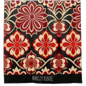  bloemmotief rood groen douchegordijn (Voorkant)