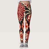  bloemmotief rood groen leggings (Voorkant)