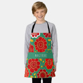  bloemmotief rood groen retro bloemmotief schort (Gedragen)