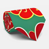  bloemmotief rood groen retro bloemmotief stropdas (Opgerold)