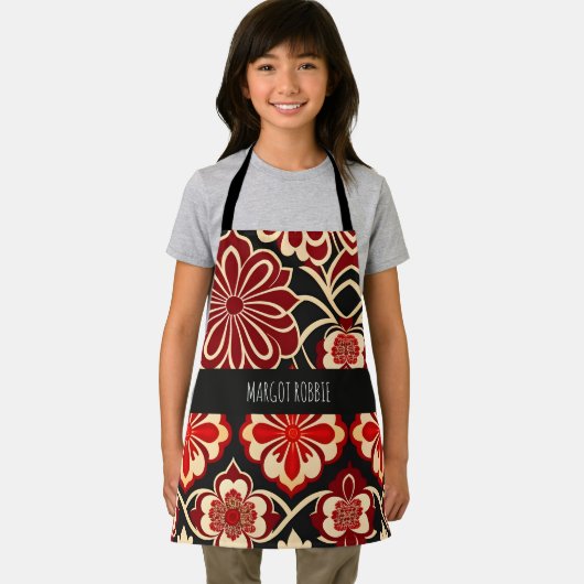  bloemmotief rood groen schort (Insitu)