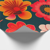  bloemmotief rood zwart cadeaupapier (Hoek)