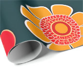 bloemmotief rood zwart cadeaupapier (Rol Hoek)