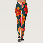  bloemmotief rood zwart leggings (Achterkant)
