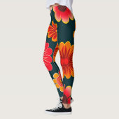  bloemmotief rood zwart leggings (Links)