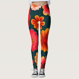  bloemmotief rood zwart leggings
