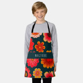  bloemmotief rood zwart schort (Gedragen)