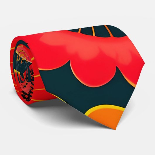  bloemmotief rood zwart stropdas (Opgerold)