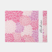 Bloemmotief, roze dahlia bloemen, Jouw naam Deurmat (Voorkant)