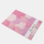 Bloemmotief, roze dahlia bloemen, Jouw naam Deurmat (Schuin)