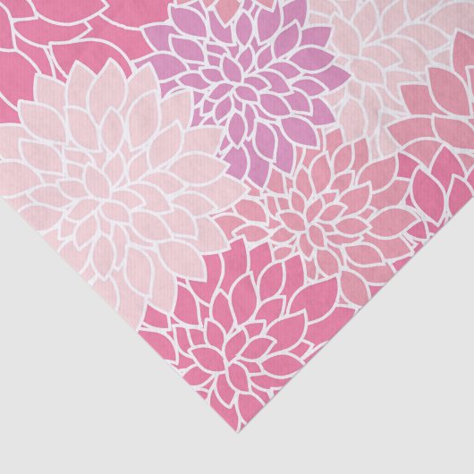 Bloemmotief, roze dahlia bloemen, Jouw naam Tissuepapier (Detail)