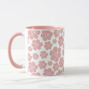 Bloemmotief - Roze en Wit Mok