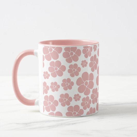 Bloemmotief - Roze en Wit Mok (Links)