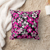 Bloemmotief Roze Grijs Wit Zwart Kussen (Deken)