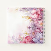Bloemmotief roze kleur en crème notitieboek (Achterkant)