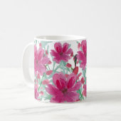 bloemmotief roze koffiemok (Voorkant links)