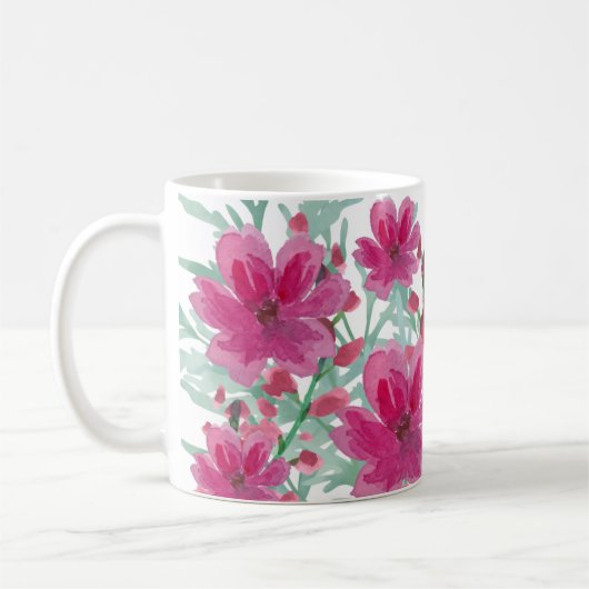 bloemmotief roze koffiemok (Links)