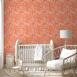 Bloemmotief - Roze, Oranje en Crème Behang