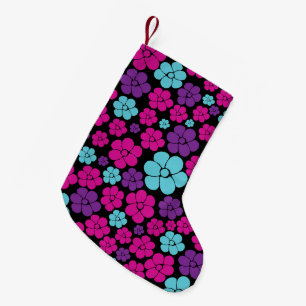 Bloemmotief - Roze, Paars, Blauw en Zwart Kleine Kerstsok